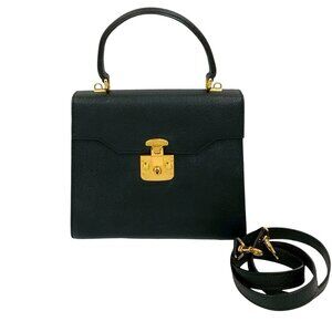 GUCCI Authentic Black Leather Shoulder Bag